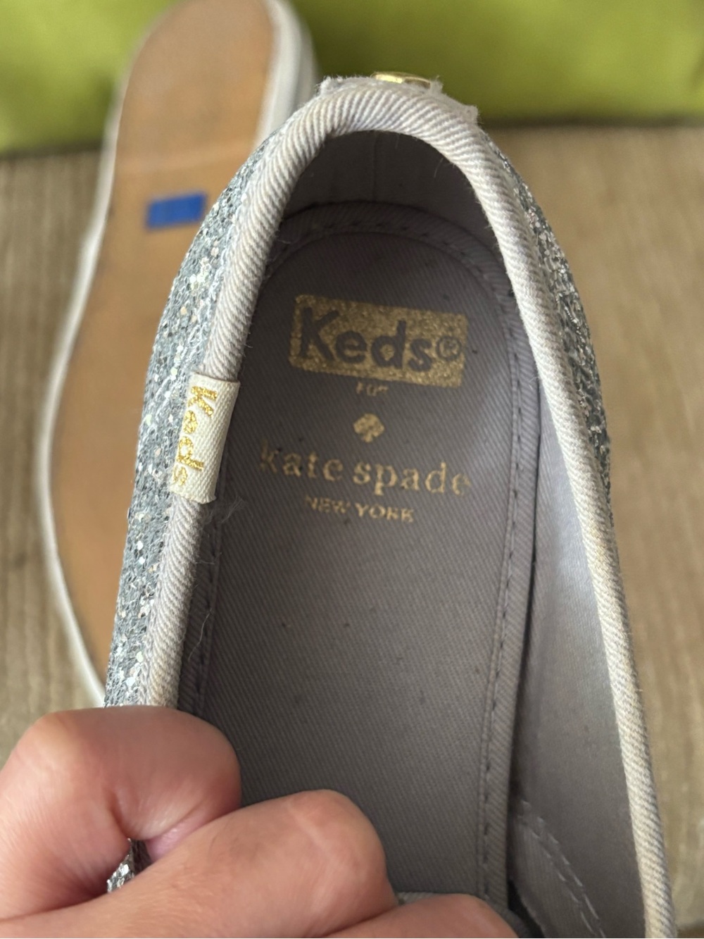 kate spade Silver Glitter Low-Top Sneakers with Satin Laces - Picture 2 of 4